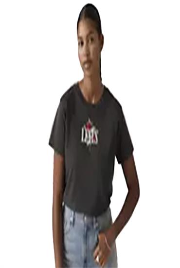 GRAPHIC TEES-SINGLE ROSE SERIF LOGO DARK PHANTOM